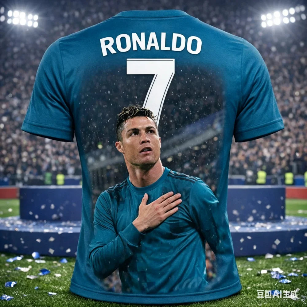 Hot Style Men's Football Fan T Shirt with Cristiano Ronaldo 3D Summer Lightweight Outdoor Sports Training Top Family Matching