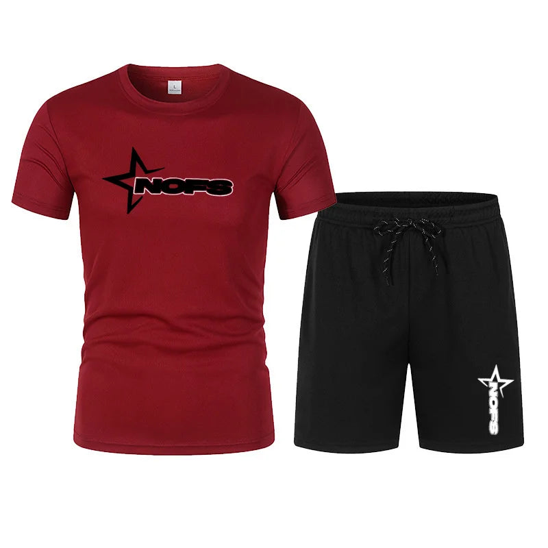 2026 men's summer T-shirt shorts suit, men's breathable sportswear suit, casual fashion short-sleeved T-shirt suit
