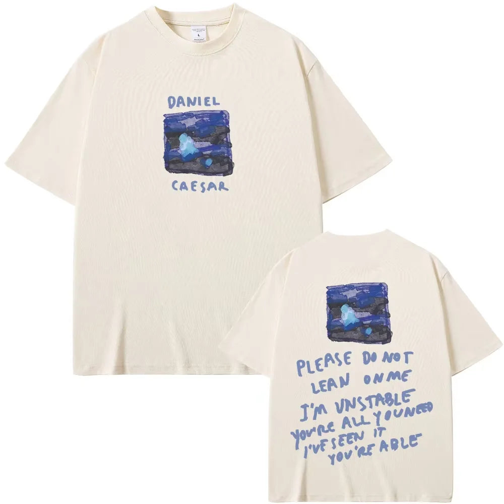 2026 Rapper Daniel Caesar Never Enough Please Do Not Lean on Me Graphic T-shirt Men Women Hip Hop Fashion Trendy Streetwear Tees