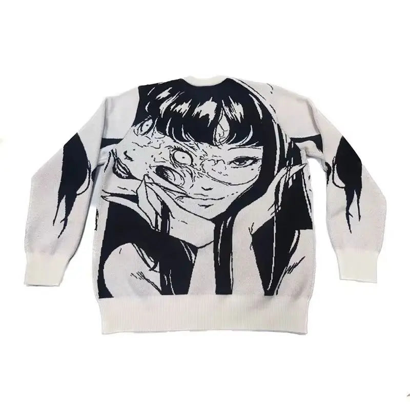 Butterfly Anime Girl Knitwear Sweater Pullovers 2024 Winter Harajuku Y2k Vintage Men's Jumpers Wool Women's Sweater Sweatshirts