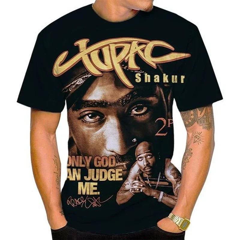 New Women Men Fashion 3D Print Tupac Shakur 2Pac T-shirt Casual Personality Hip-hop Streetwear Cool T-shirt