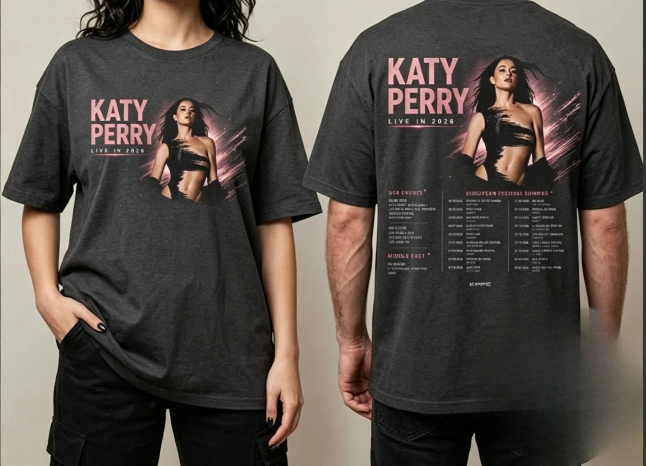 Katy Perry Live In 2026 Schedule Tour Dates T Shirt Men/women 2026 summer new Fashion Men's T-shirt Casual Streetwear Hip Hop