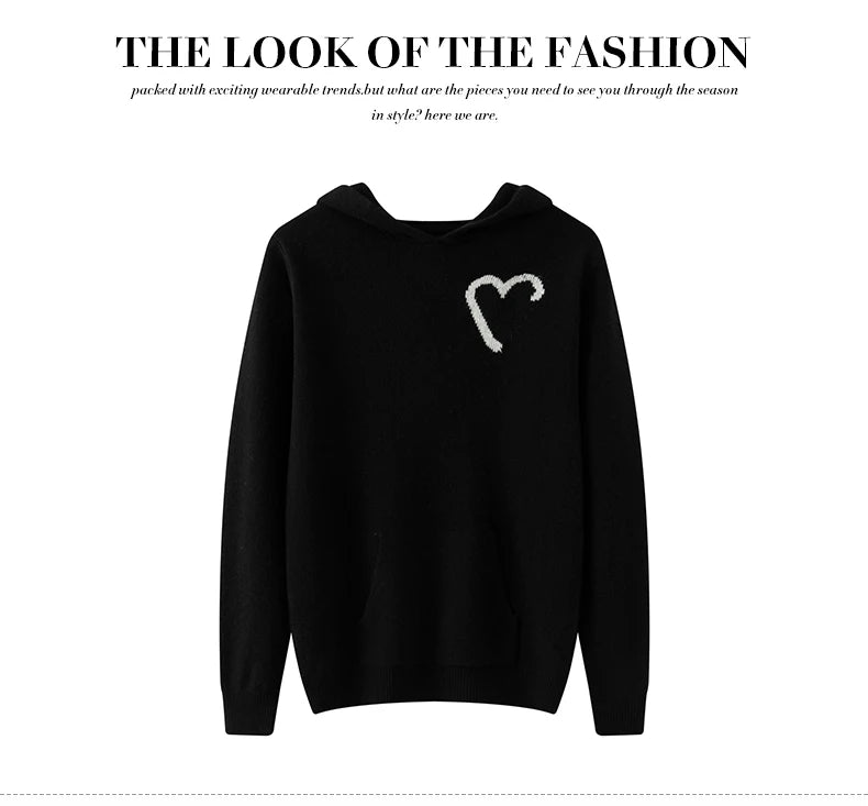 New 100% Merino Wool Pullover For Men Thick Jacquard Sweater Knit Autumn Winter Hoodie Long Sleeves Soft Casual Top