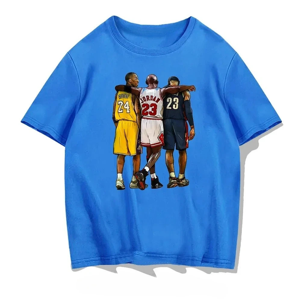 Kobe Bryant Children's Summer Cotton Short Sleeve T-shirt with LeBron James Cartoon Pattern Printed men clothing