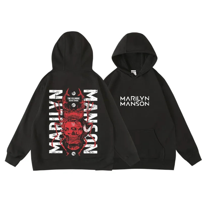 Rock Marilyn Manson Manson Band Autumn/Winter Hooded Pullover Sweatshirt for Men and Women