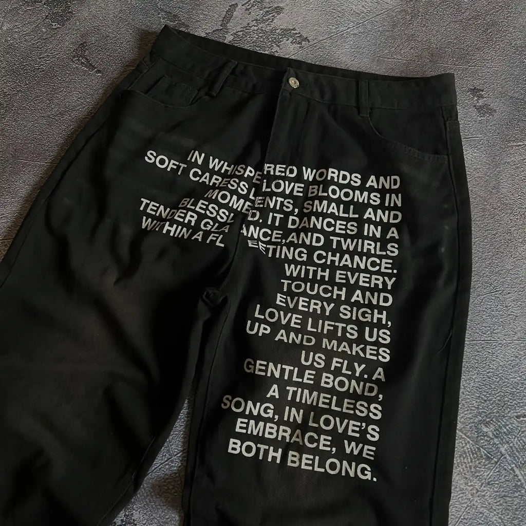American Pattern Letter Jeans Y2K Men Hoodies Sets Streetwear Gothic Harajuku Hip Hop Men Women Fashion Casual Wide Leg Jeans