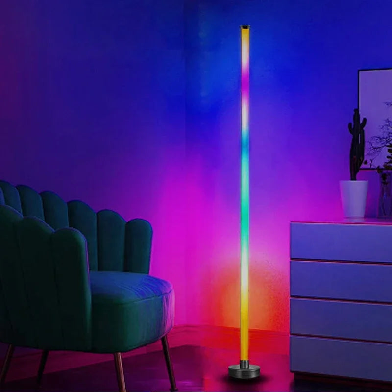 122cm Smart Corner Floor Lamp Dimmable APP Control RGB LED Modern Mood Lighting Stand Lights for Bedroom Gaming Living Room