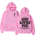 new2026Harajuku Aesthetic Christian Jesus Church Bible Verse God Loves You Hooded Men's Women Vintage Sweatshirts Streetwear Y2K