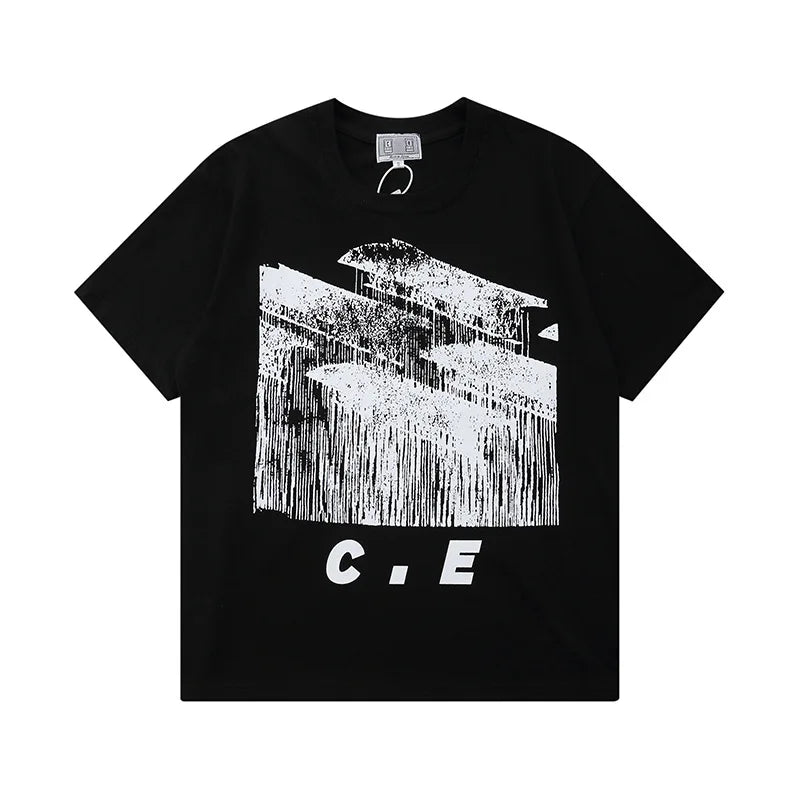 Japanese Trend Brand CAV EMPT T-shirts Simple Line Drawing Letter CE Pattern Print Loose Casual Cavempt  Short Sleeve