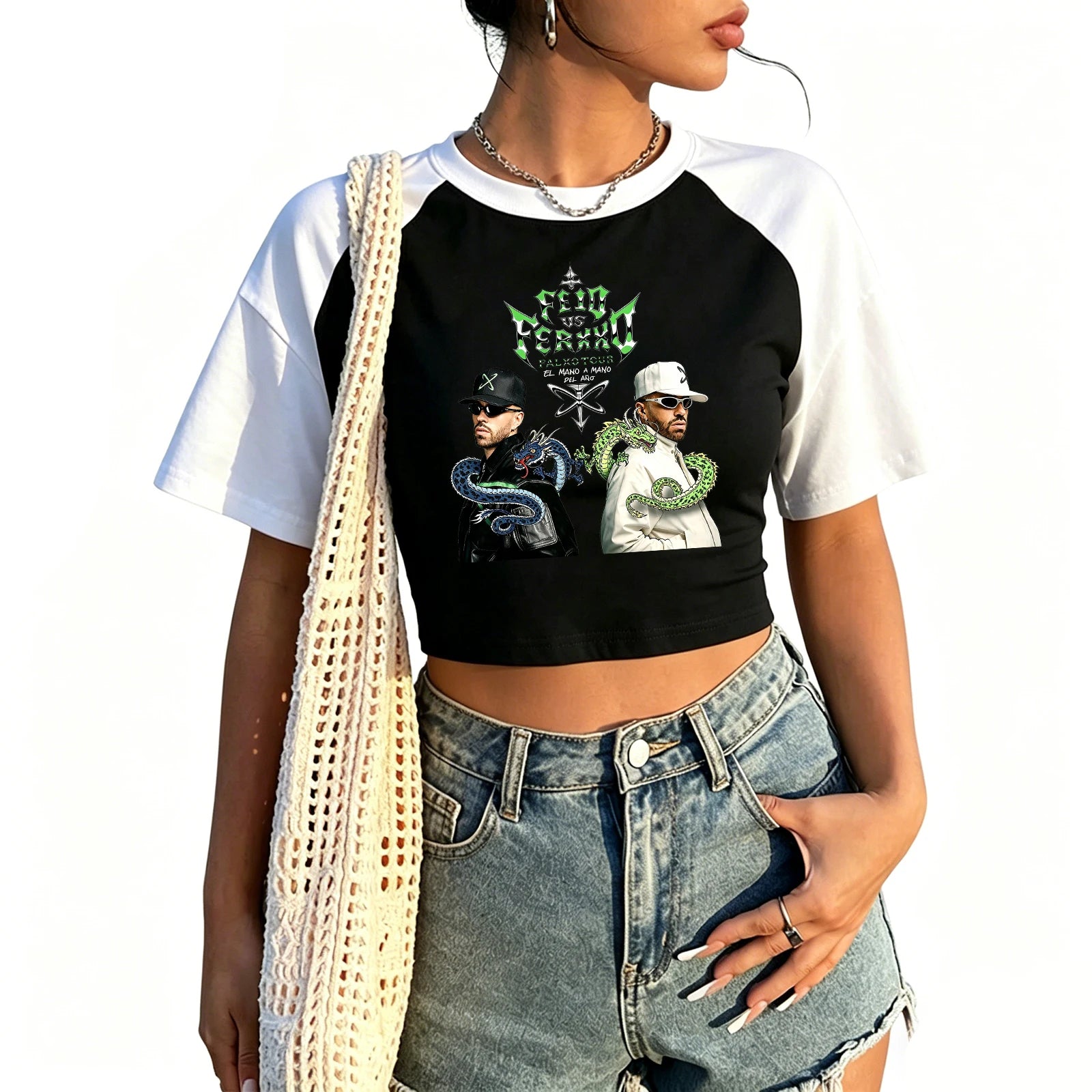 Feid Ferxxo Falxo Tour 2026 Crop Top Women Short Sleeve Graphic Tee Casual Y2K Streetwear Fans Merch Cropped T-shirt
