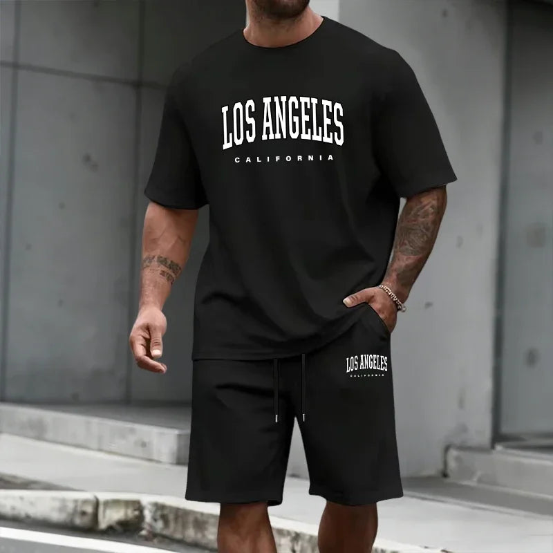 Men's Tracksuit Short Sleeve Top and Knee Length Shorts 2026 Summer Daily Casual Fashion T-shirt Outfits Home Outdoor Sportswear