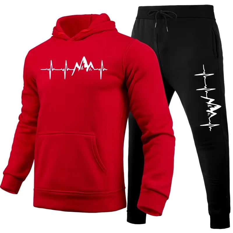 Running Mens Tracksuit Casual Printed Sweatshirt Sportswear Fitness Sports Jogging Mens Clothing Single Piece Hoodies Pants 2026
