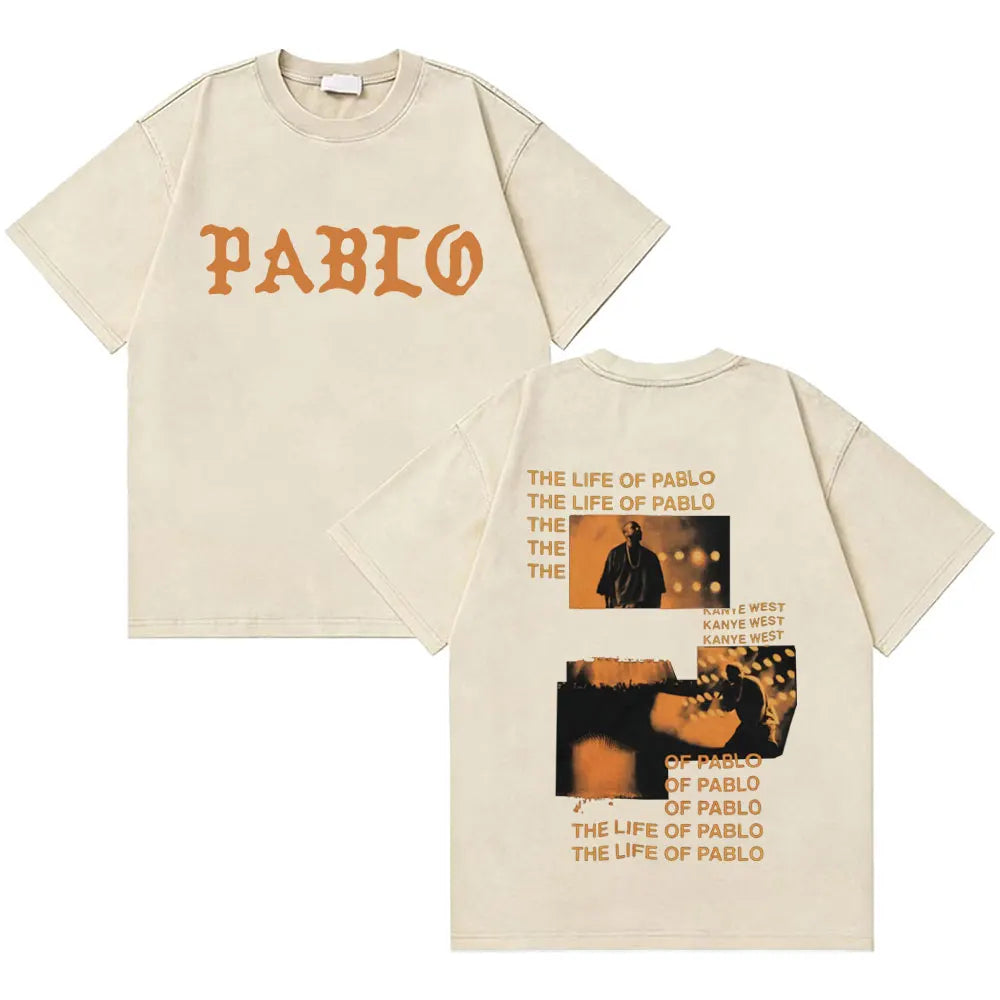 Awesome Rapper Kanye West Graduation Bear Vintage Washed T-shirt Men Women Hip Hop Fashion Trend Short Sleeve T Shirt Streetwear