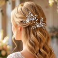 Silver Rhinestone Hair Pins Crystal Hair Clips Bridal Wedding Hair Accessories for Brides and Women Pack of 2 (A-Silver)