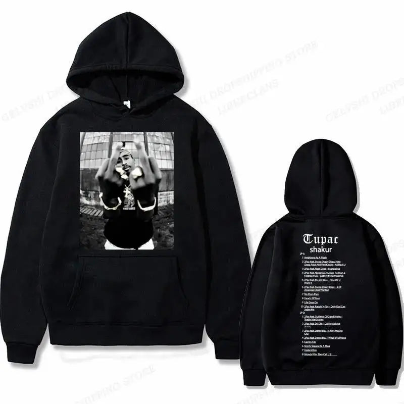 Tupac 2pac Graphic Hoodie Men Clothing Fashion Oversized Hip Hop Comfortable Autumn Winter Sweatshirt Male Casual Fleece Hoodies