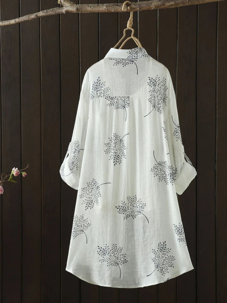 Plus Size Women's Shirt 2025 Summer New Hot Elegant Printing Blouse Female Loose Casual Long Sleeve Cool Top Vintage Streetwear