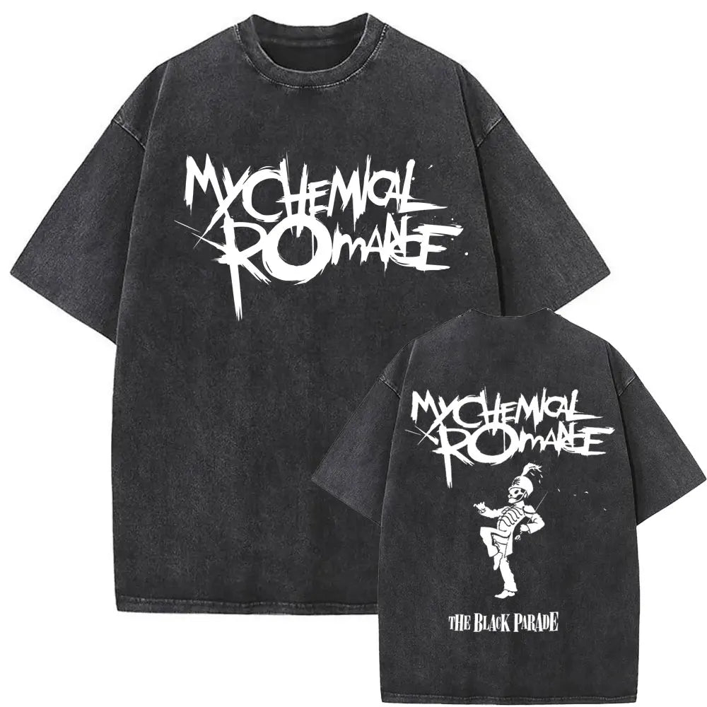 Washed Vintage Rock Band My Chemical Romance The Black Parade Tour 2025 T-shirt Men Women Fashion Punk Emo Oversized T Shirts