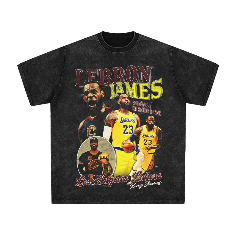 LeBron James Lakers Vintage Basketball Oversized Graphic Men T-Shirt Streetwear