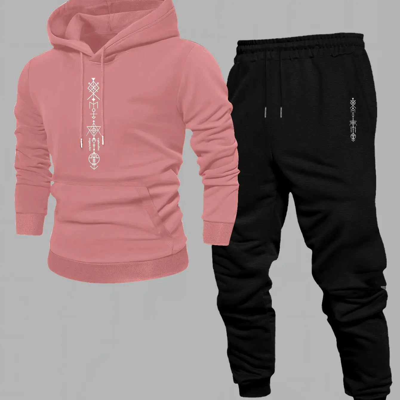 Two-piece men's casual drawstring pullover hoodie sportswear for autumn/winter new style loose top with sporty casual pullover