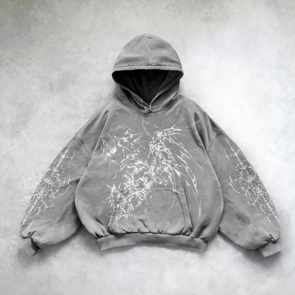 Harajuku Y2k Angel Pattern Hoodie Tops Oversized Hoodies Women Goth Streetwear Sweatshirt Tracksuit Men Couples Gothic Clothes