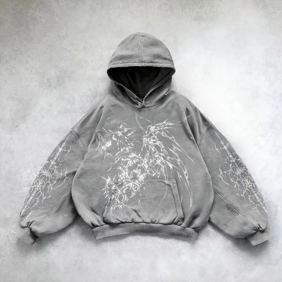 Harajuku Y2k Angel Pattern Hoodie Tops Oversized Hoodies Women Goth Streetwear Sweatshirt Tracksuit Men Couples Gothic Clothes