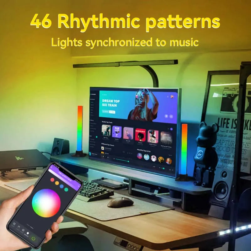 LED Desktop Smart RGB Light Bars USB Plug Night Light Rhythm Ambient Lamp For TV Compute Gaming Desktop Decor