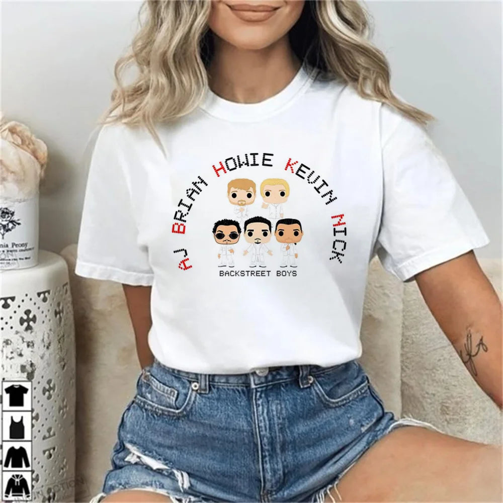 Backstreet Boys top tees women Retro hip hop Classic 2000s kawaii Pastel t-shirt Y2k Vintage Digital Grunge graphic