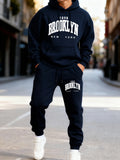 Brooklun New York Letter Printing Man'S Hoodie Set Jogging Loose Two Pices Sets Pocket Fleece Hoodies Autumn Casual Sweatpants