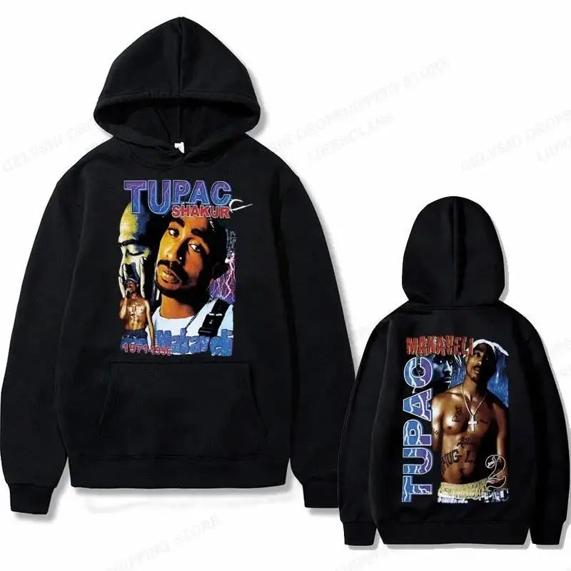 Tupac 2pac Graphic Hoodie Men Clothing Fashion Oversized Hip Hop Comfortable Autumn Winter Sweatshirt Male Casual Fleece Hoodies