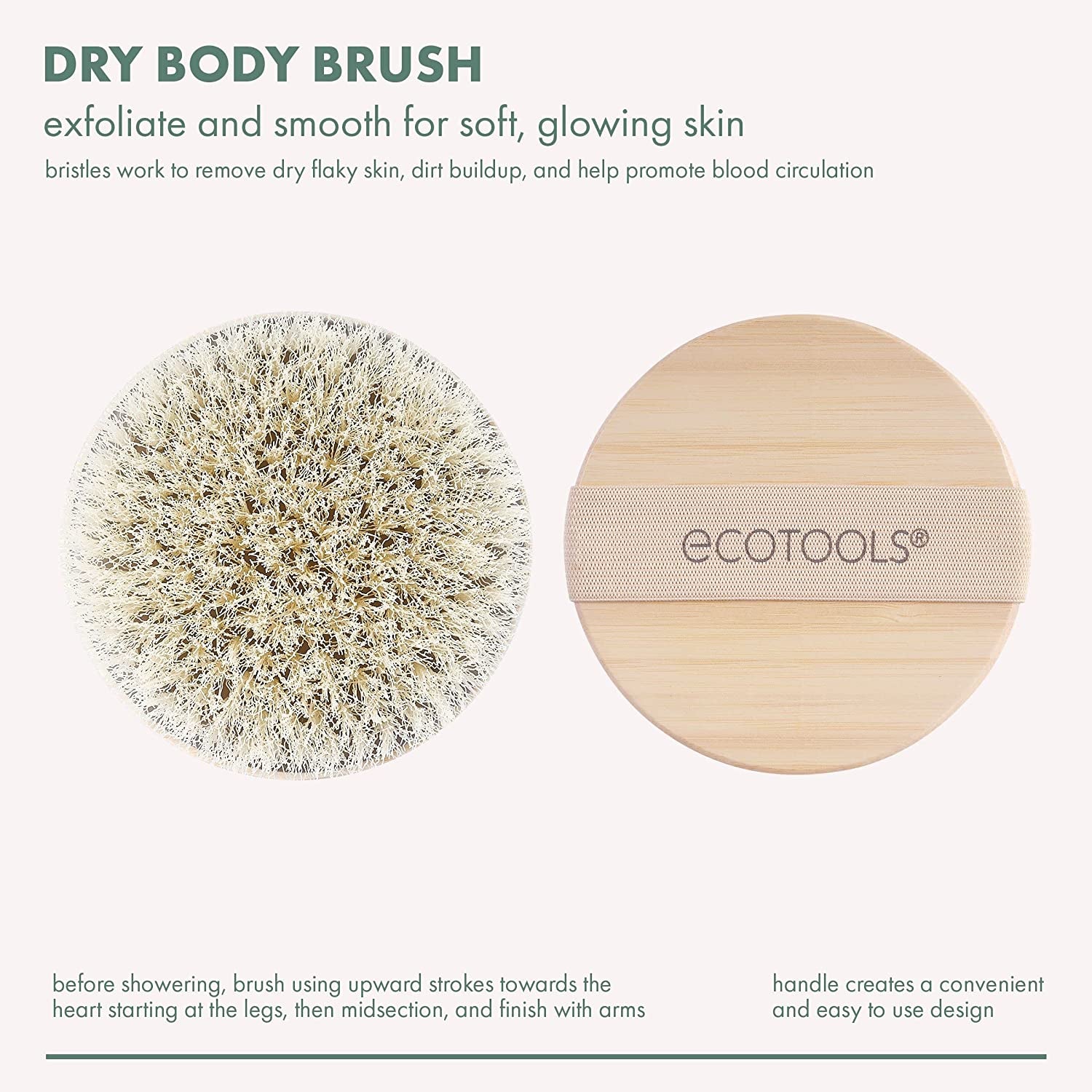 Dry Body Brush, Cruelty-Free Bristles Exfoliate & Smooth Skin, Dry Brushing Removes Flaky Skin, May Help Improve Circulation & Tone, Vegan & Cruelty-Free, 1 Count