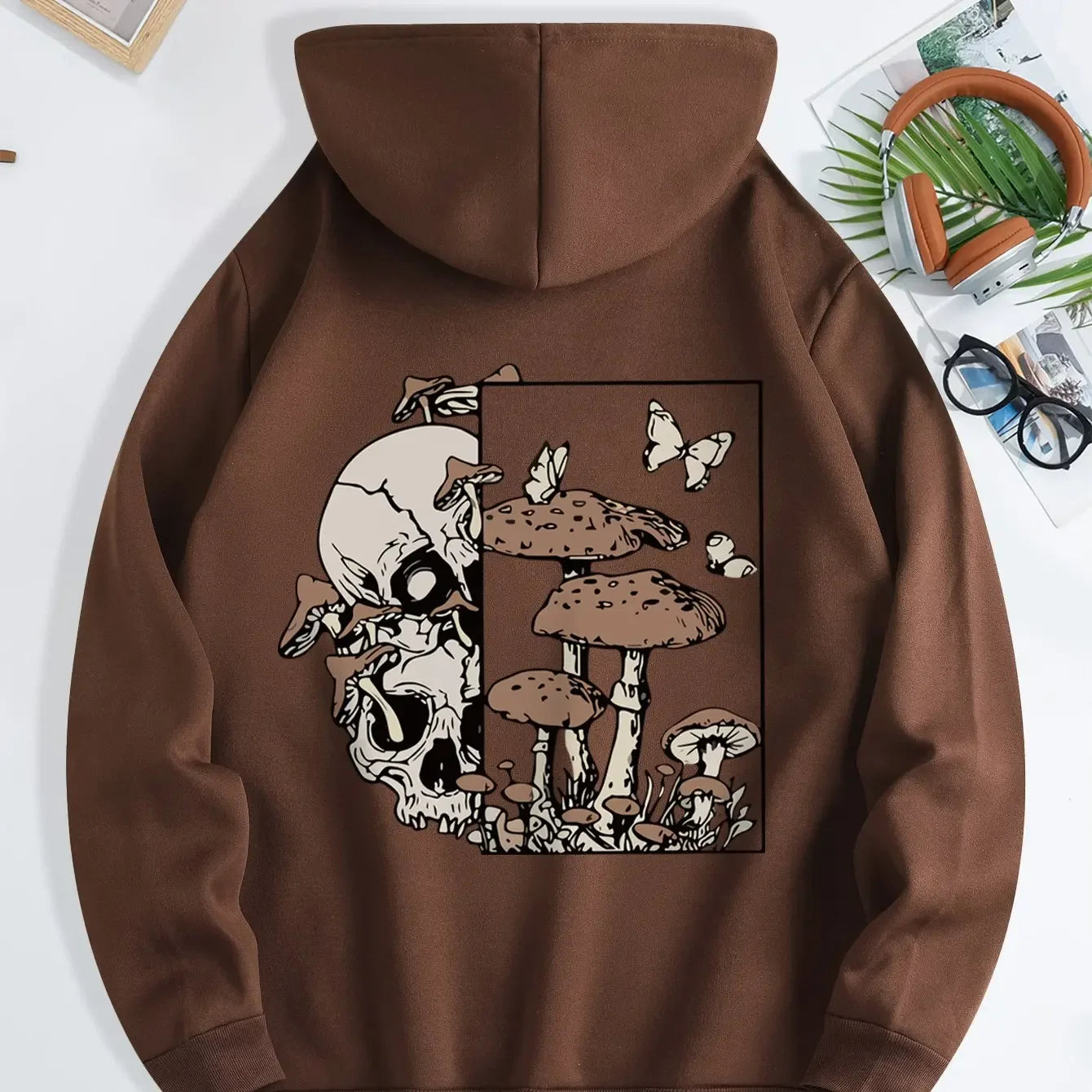 New unisex stylish hooded sweatshirts casual everyday hoodies printed with skull mushroom and butterfly patterns