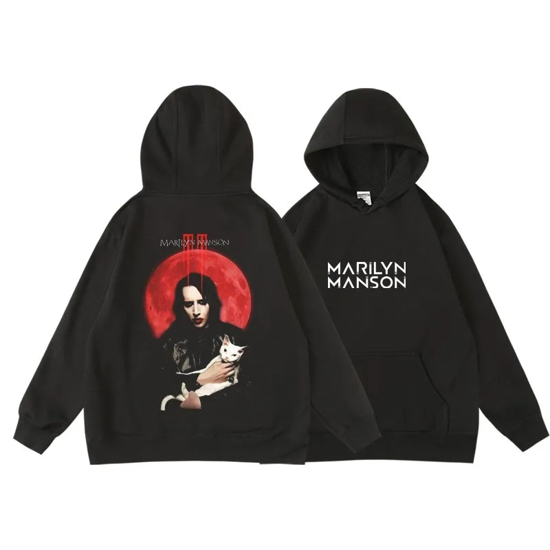 Rock Marilyn Manson Manson Band Autumn/Winter Hooded Pullover Sweatshirt for Men and Women