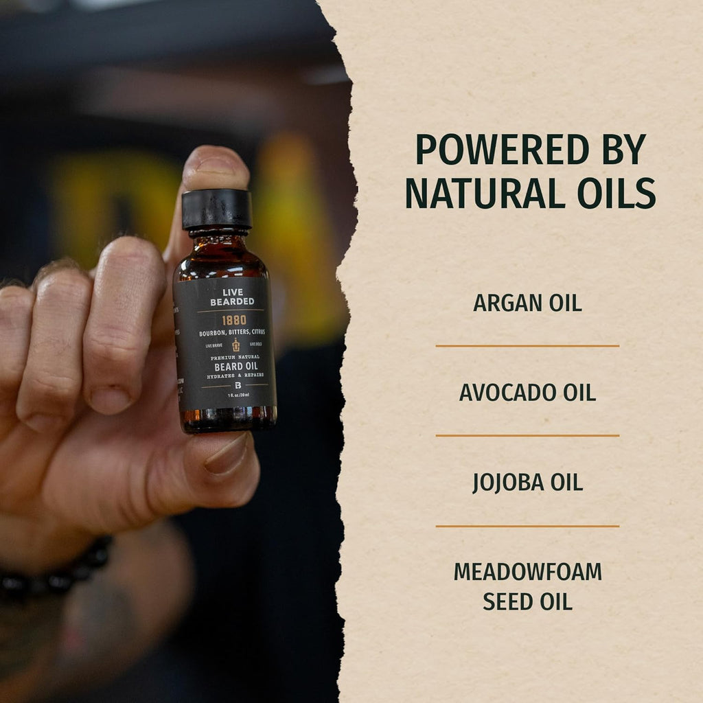 Beard Oil, 1 Fl Oz - Premium All-Natural Jojoba - Made in the USA - Hair and Skin Care for Men with Dry, Flaky Patches | Executive Scent - Cedar, Vanilla