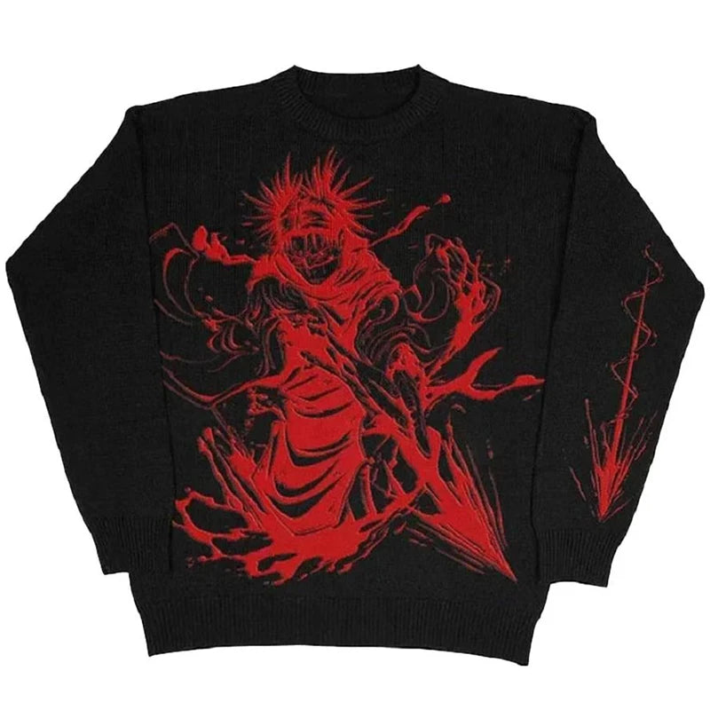 Butterfly Anime Girl Knitwear Sweater Pullovers 2024 Winter Harajuku Y2k Vintage Men's Jumpers Wool Women's Sweater Sweatshirts