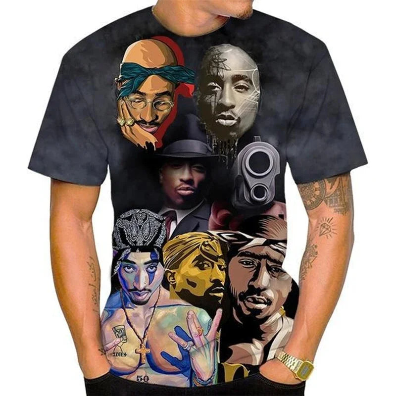 New Women Men Fashion 3D Print Tupac Shakur 2Pac T-shirt Casual Personality Hip-hop Streetwear Cool T-shirt