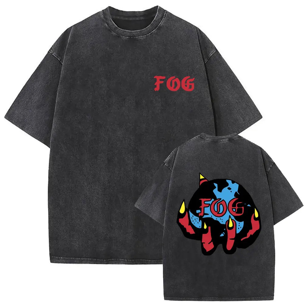 Forward Observations Group Vintage Washed T-shirt Skeleton Graphic T Shirts Men Women Fashion Oversized T-shirts Male Streetwear