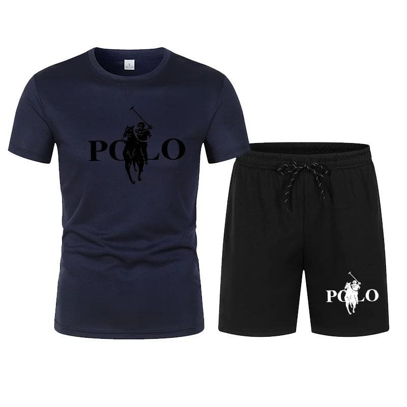 2026 Summer Fashion Trend Leisure Sports Set Mesh High Street Men's Set T-shirt