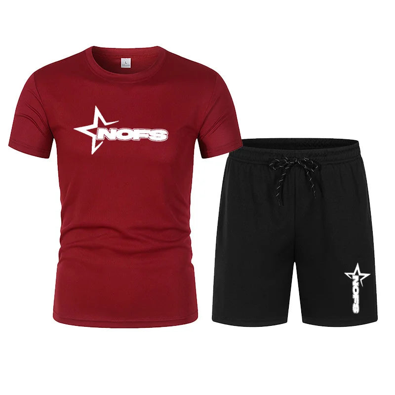 2026 men's summer T-shirt shorts suit, men's breathable sportswear suit, casual fashion short-sleeved T-shirt suit