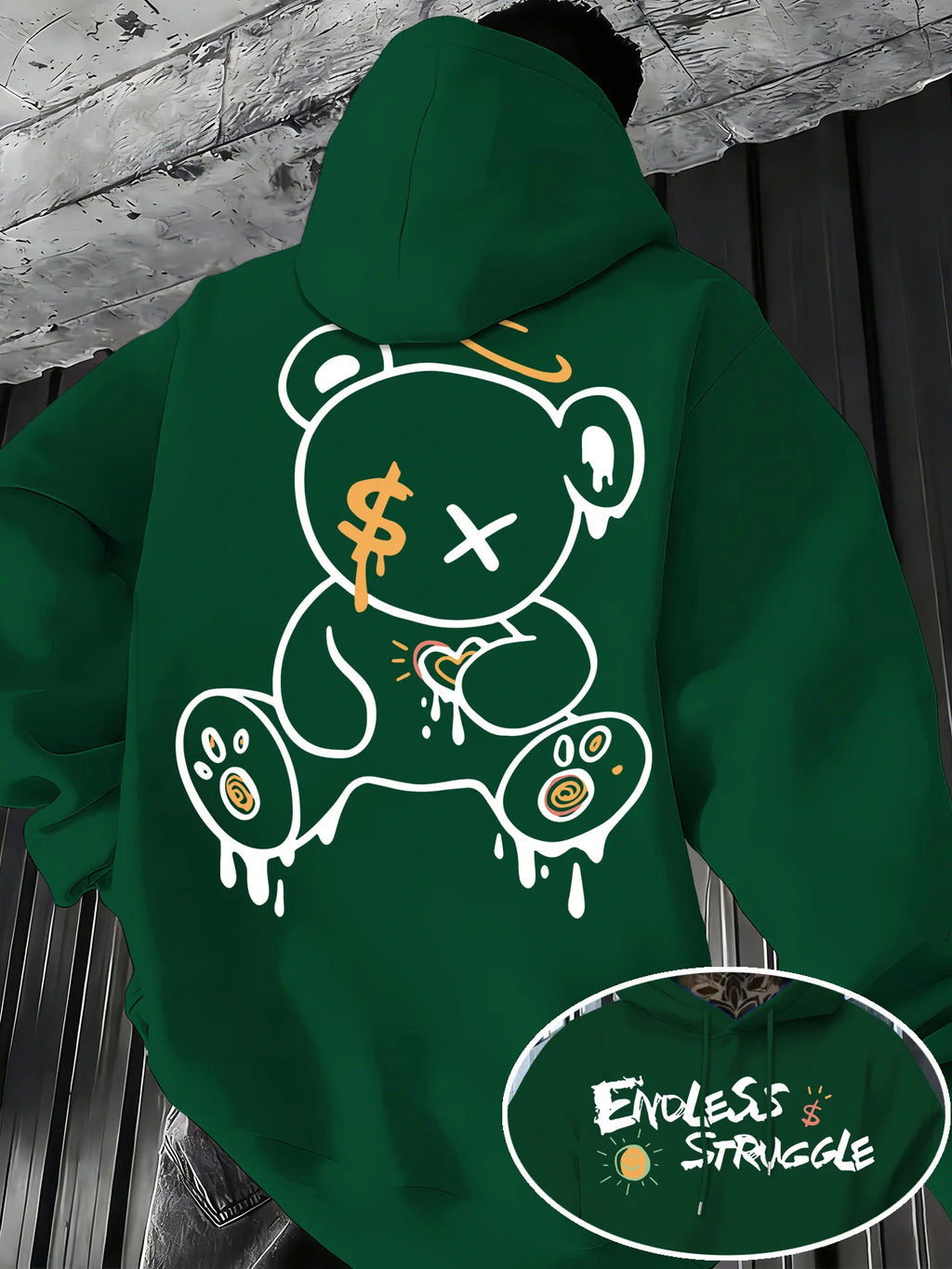 Men's Fashion Trend Hooded Sweatshirt with Print - Men's Bear pattern hoodies men clothing streetwear promo