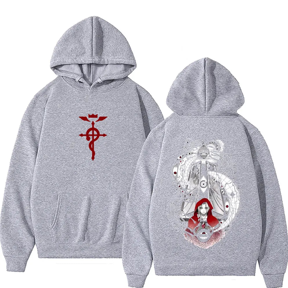 Hot Japanese Anime Fullmetal Alchemist Edward Elric and Alphonse Elric Merch Hoodie Men Women Manga Casual Oversized Sweatshirt