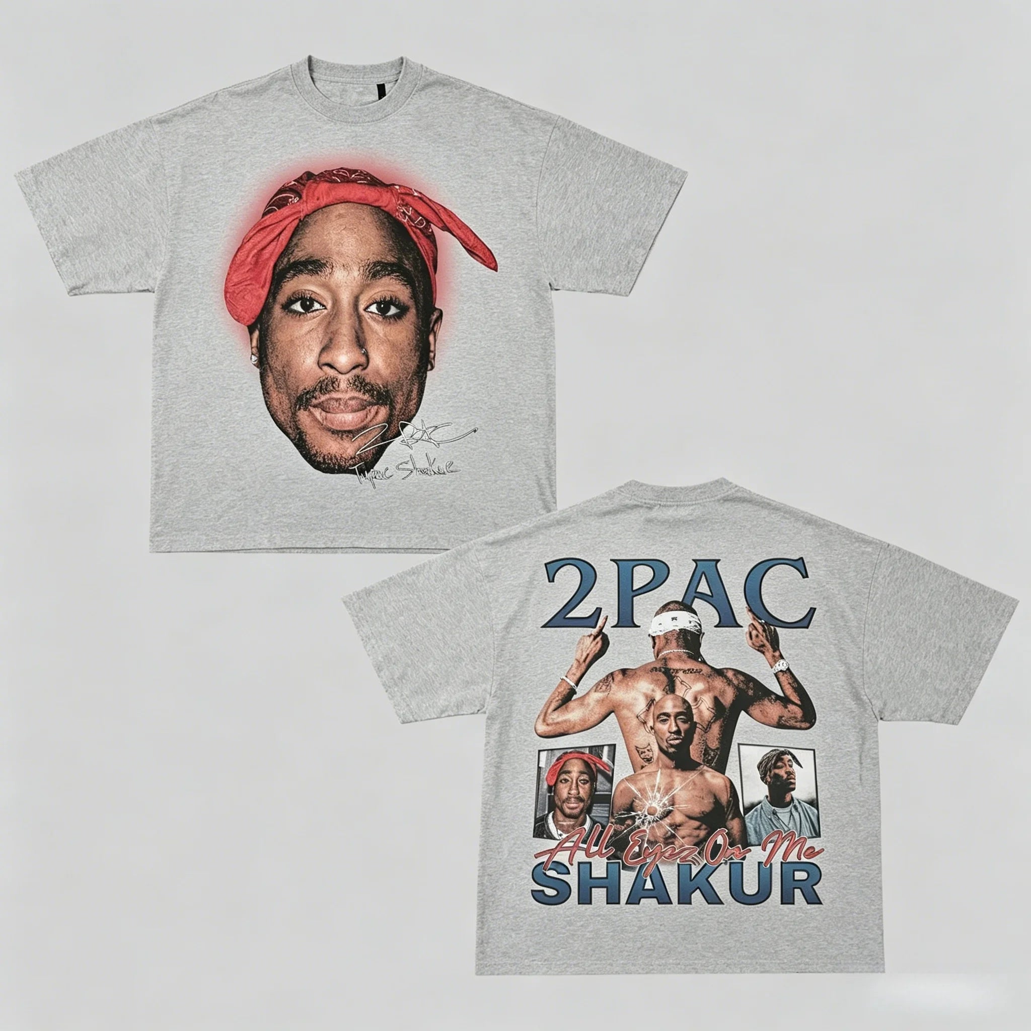 2pac Shakur Pattern T-shirt Double-sided Rap Hip-hop Tribute T-shirt 2026 Summer Neutral Loose Cotton Sports Shirt Punk Y2k