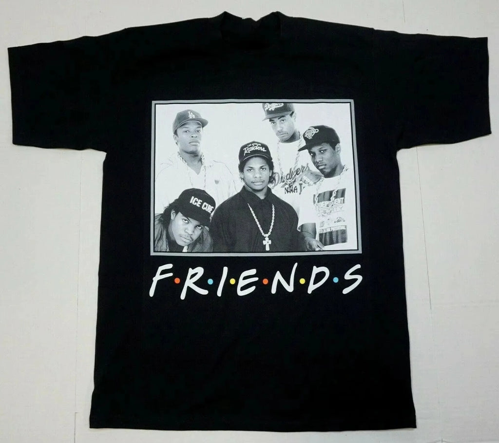 NWA Friends Eazy E Hip Hop Rap Men's T-Shirt Black Printed T-Shirt Cotton Men's Women's All-Purpose Casual Top Women Clothing
