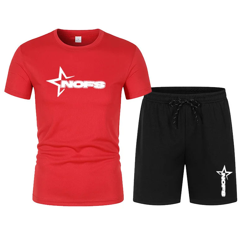 2026 men's summer T-shirt shorts suit, men's breathable sportswear suit, casual fashion short-sleeved T-shirt suit