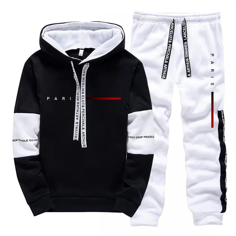 Men's Set Paris Fashion Hoodie and Sweatpants Streetwear Male All Season Daily Casual Sports Pullover Jogging Pants Tracksuit
