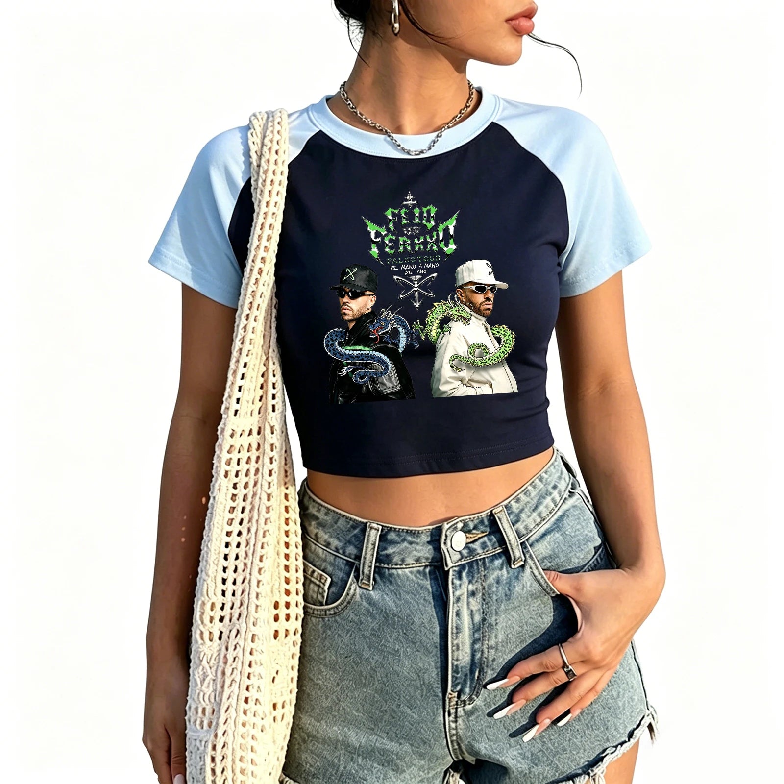 Feid Ferxxo Falxo Tour 2026 Crop Top Women Short Sleeve Graphic Tee Casual Y2K Streetwear Fans Merch Cropped T-shirt
