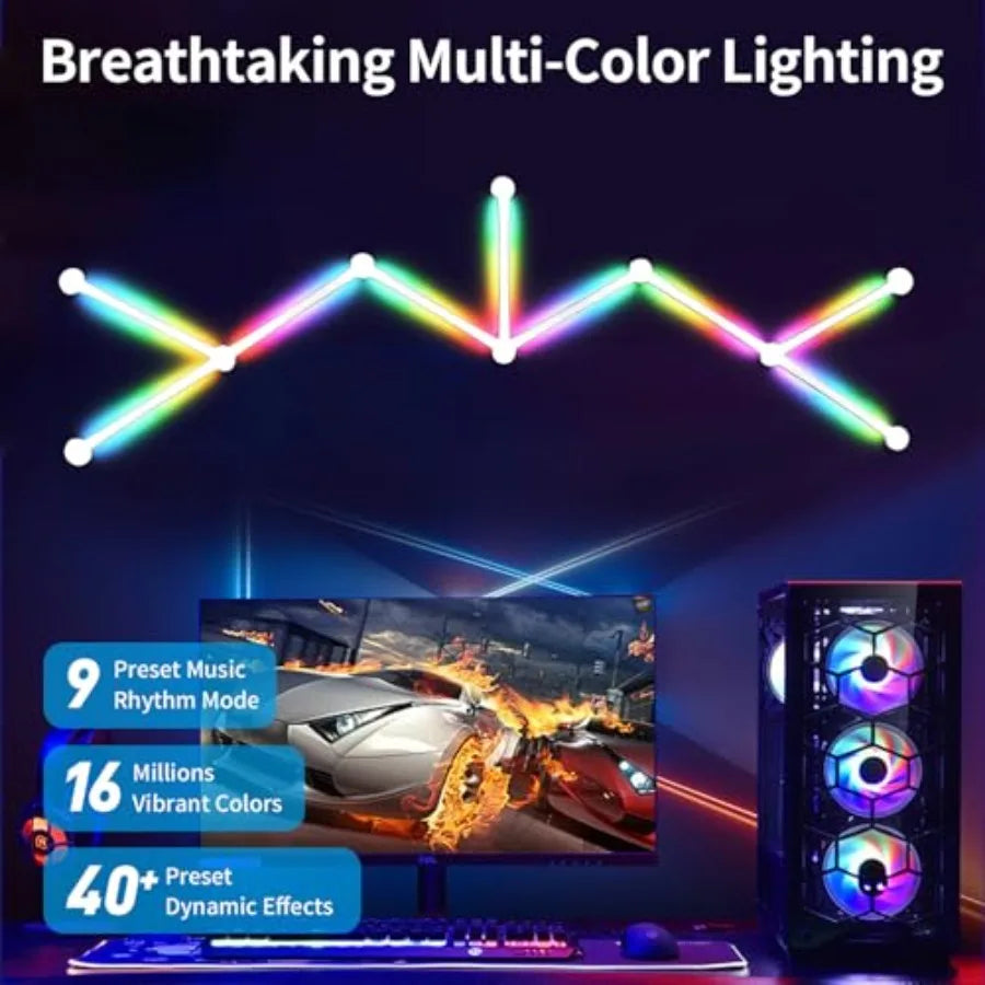 RGB Wall Light, LED DIY Geometry Splicing Gaming Lights, Backlit Modular Wi-Fi Colour Changing Home Decor Lights Work with Alex