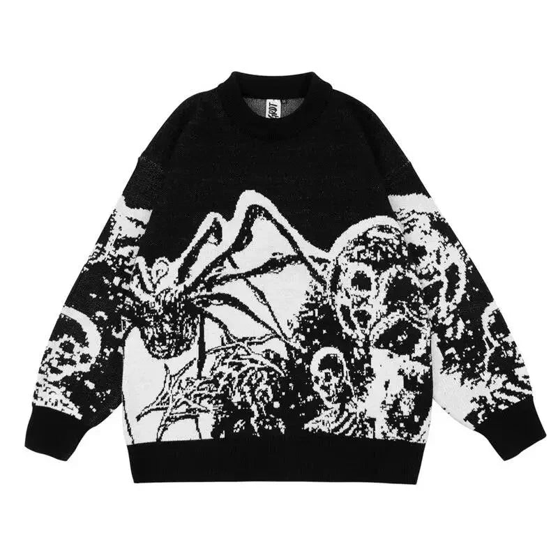 Butterfly Anime Girl Knitwear Sweater Pullovers 2024 Winter Harajuku Y2k Vintage Men's Jumpers Wool Women's Sweater Sweatshirts