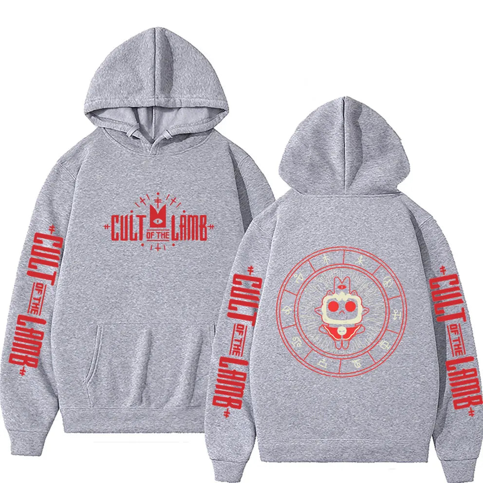 Game Cult of The Lamb Print Hoodie Men Women Vintage Fleece Cotton Pullover Hoodies Unisex Fashion Casual Oversized Streetwear