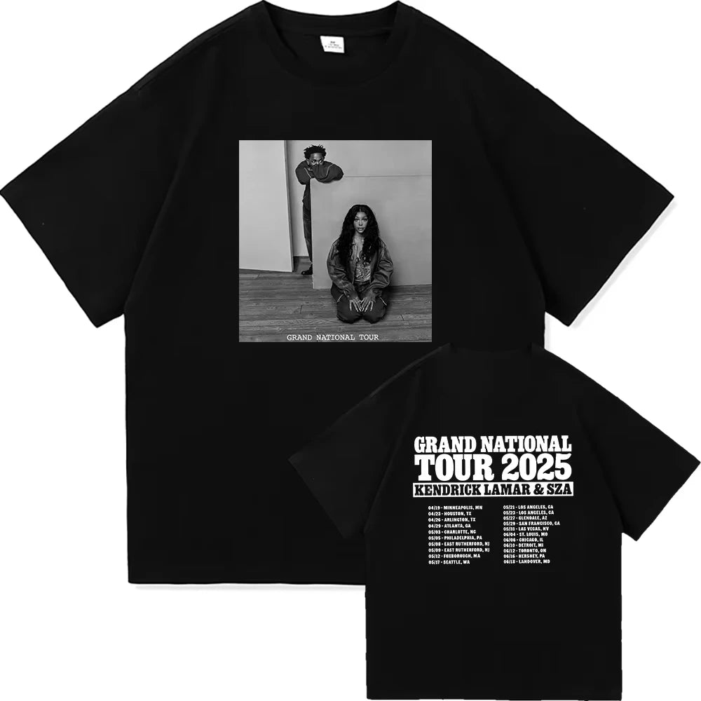 2025 SZA MARIAS Lamar TShirt Grand National Tour Men and Women Clothing Oversize Vintage Unisex High Quality Cotton Clothes