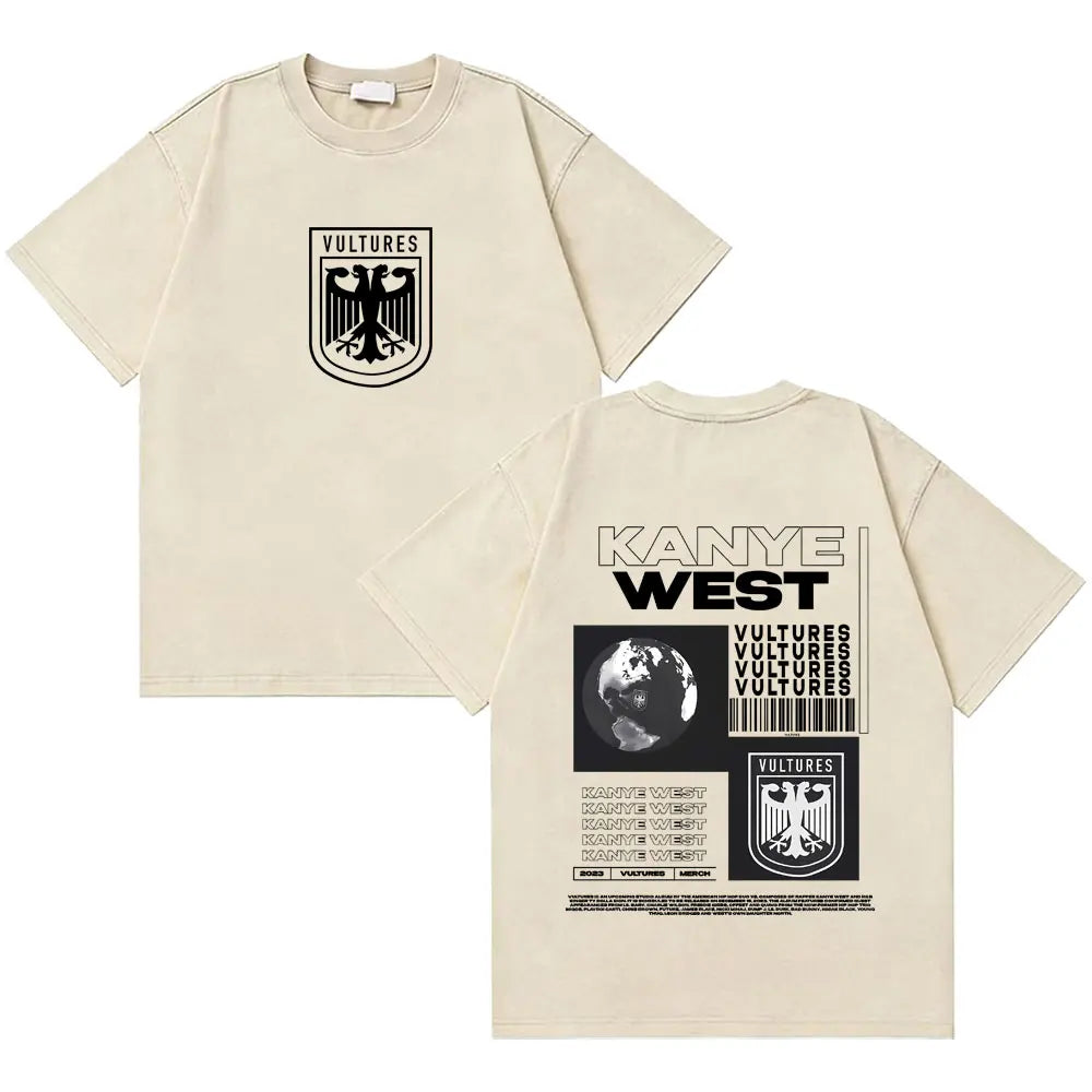 Awesome Rapper Kanye West Graduation Bear Vintage Washed T-shirt Men Women Hip Hop Fashion Trend Short Sleeve T Shirt Streetwear